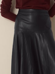 Monsoon Black Dianne Faux Leather Midi Skirt - Image 4 of 5