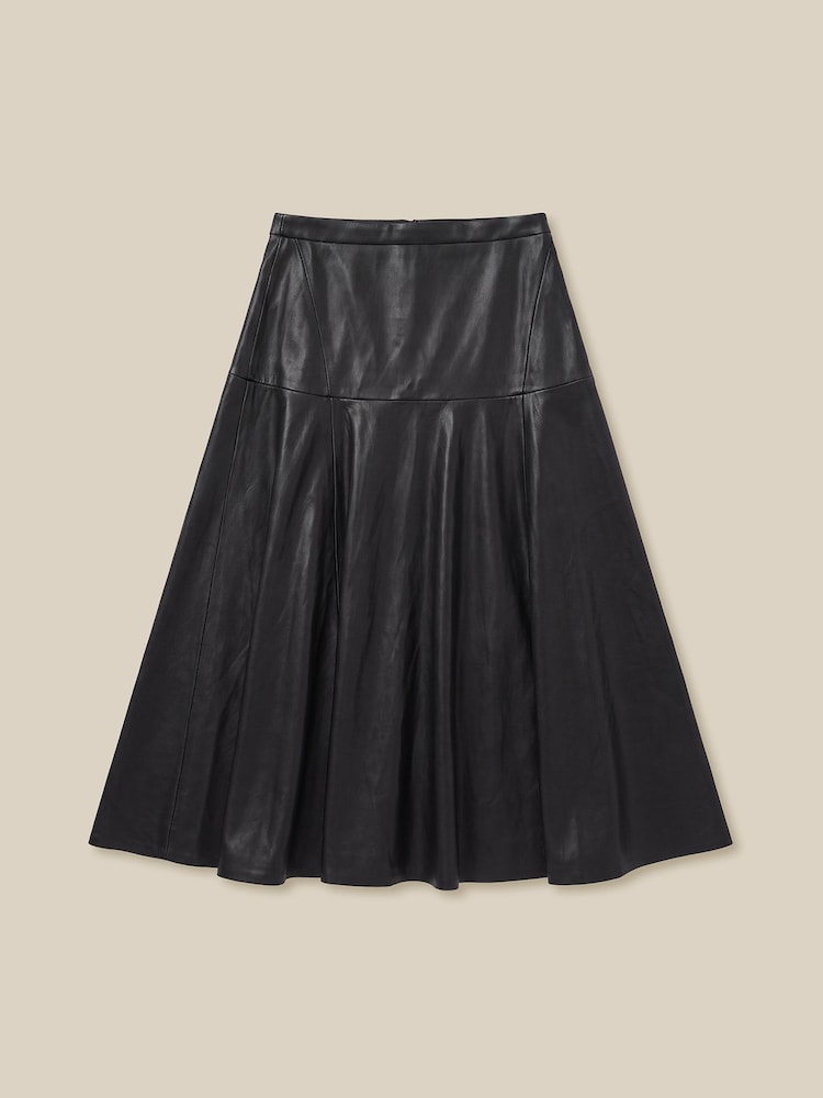 Monsoon Black Dianne Faux Leather Midi Skirt - Image 5 of 5 Monsoon Black Dianne Faux Leather Midi Skirt - Image 5 of 5