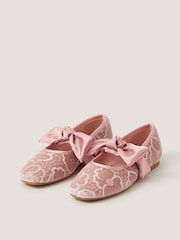 Monsoon Pink Floral Lace Mary Jane Ballet Flats - Image 1 of 3