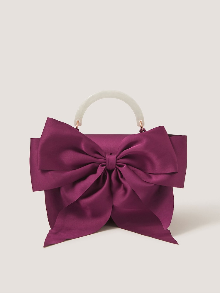 Rouge - Sac à nœud en satin Monsoon - Image 1 sur 4