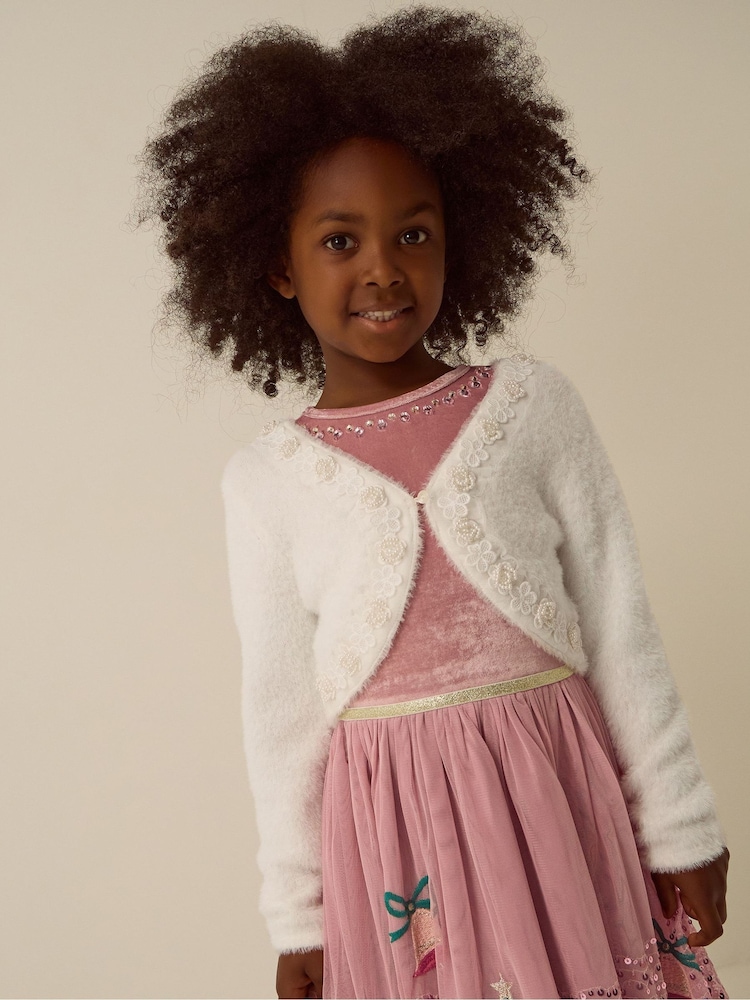 Monsoon Cream Phoebe Pearl Trim Cardigan - Image 1 of 4 Monsoon Cream Phoebe Pearl Trim Cardigan - Image 1 of 4