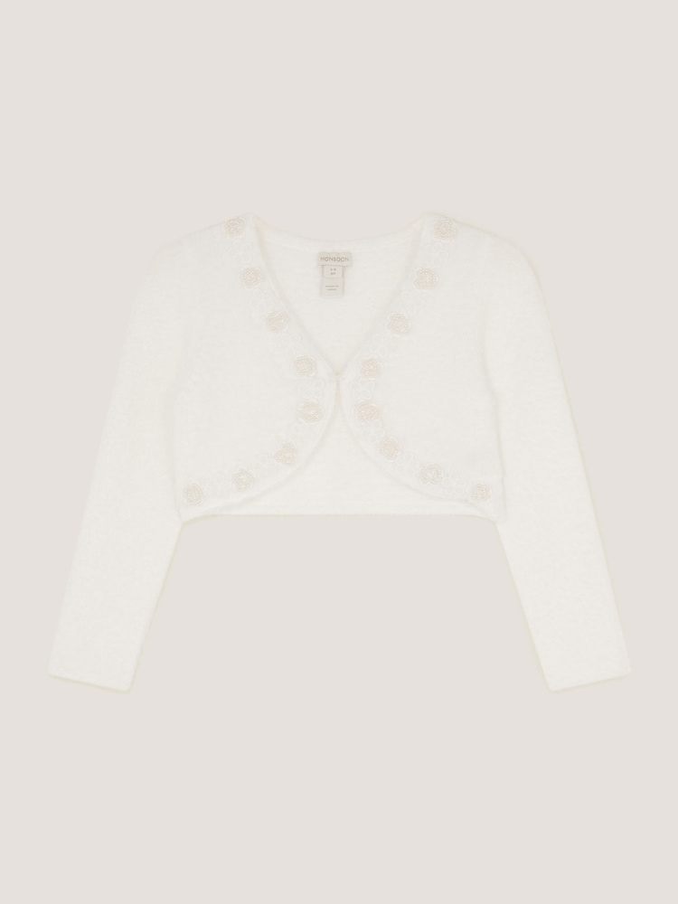 Monsoon Cream Phoebe Pearl Trim Cardigan - Image 2 of 4 Monsoon Cream Phoebe Pearl Trim Cardigan - Image 2 of 4