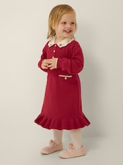 Monsoon Red Baby Embroidered Cable Knit Dress - Image 1 of 4