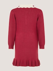 Monsoon Red Baby Embroidered Cable Knit Dress - Image 3 of 4