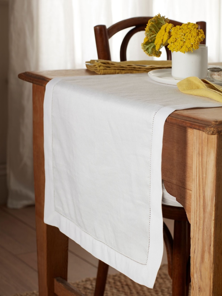 Secret Linen Store Off White Twill Cotton Linen Table Runner - Image 1 of 3 Secret Linen Store Off White Twill Cotton Linen Table Runner - Image 1 of 3