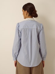 Monsoon Blue Quinn Lace Collar Stripe Shirt - Image 2 of 4
