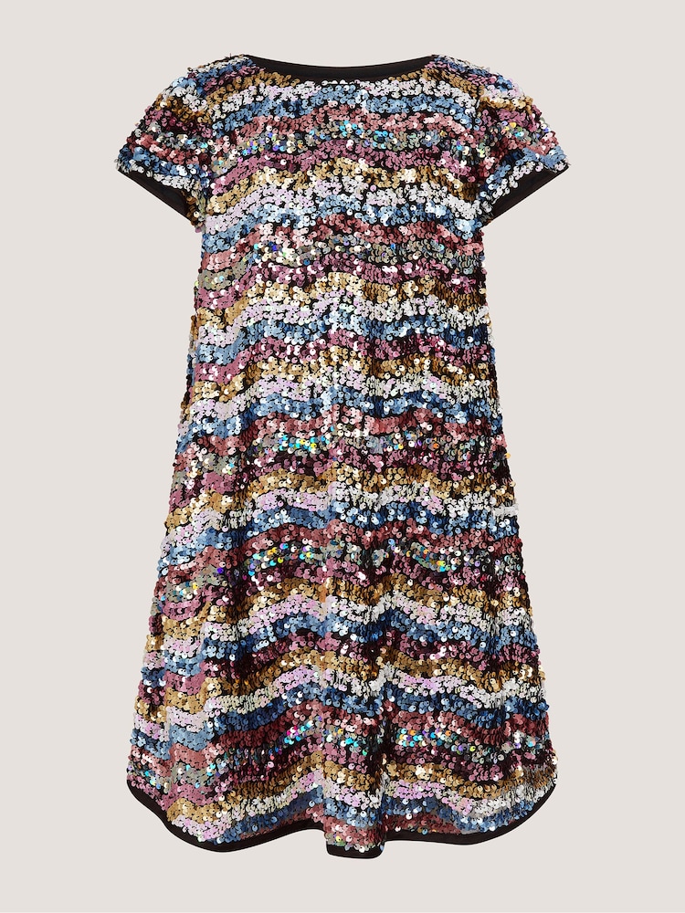 Monsoon Black Sequin Stripe Party Dress - Image 2 of 4