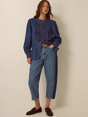 Monsoon Blue Sophia Ruffle Denim Shirt - Image 3 of 4