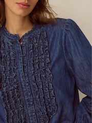 Monsoon Blue Sophia Ruffle Denim Shirt - Image 4 of 4