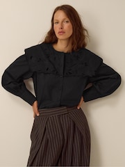 Monsoon Black Eliana Embroidered Square Collar Shirt - Image 1 of 3