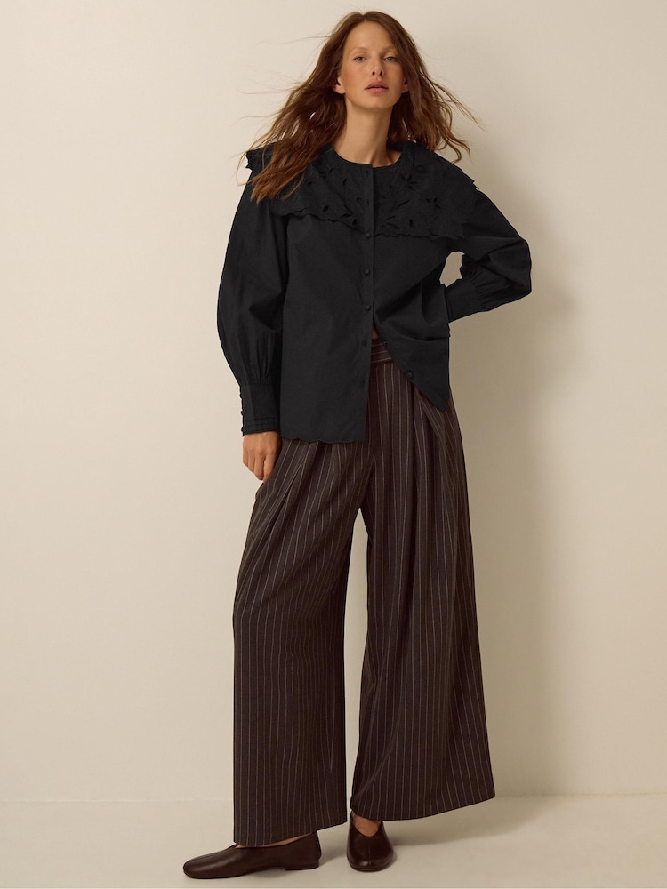 Monsoon Black Eliana Embroidered Square Collar Shirt - Image 2 of 3