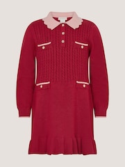 Monsoon Red Scallop Collar Cable Knit Dress - Image 2 of 4