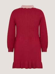 Monsoon Red Scallop Collar Cable Knit Dress - Image 3 of 4