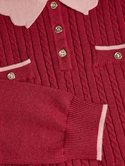 Monsoon Red Scallop Collar Cable Knit Dress - Image 4 of 4