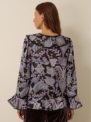 Monsoon Black Claudia Floral Devoré Top - Image 3 of 5