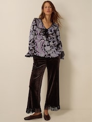 Monsoon Black Claudia Floral Devoré Top - Image 5 of 5