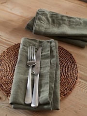 Secret Linen Store Olive Green Linen Napkins - Image 1 of 3