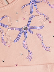 Monsoon Pink Sequin Bow Long Sleeve Top - Image 4 of 4