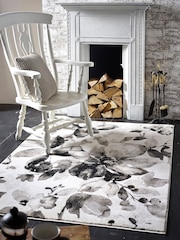 Origins Grey Watercolour Floral Rug - Image 1 of 2