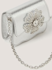 Monsoon Silver Mini Diamanté Flower Metallic Bag - Image 3 of 3
