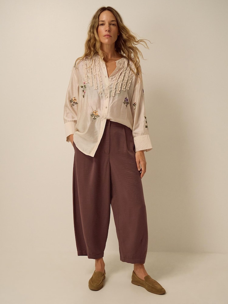 Monsoon Brown Raina Barrel Trousers - Image 1 of 3 Monsoon Brown Raina Barrel Trousers - Image 1 of 3