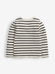 Black/White Stripe Cotton Rich Long Sleeve Rib T-Shirt (3mths-7yrs) - Image 2 of 3