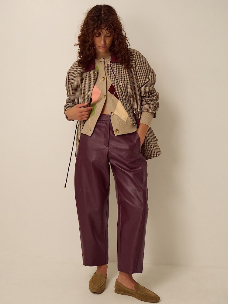 Monsoon Tara Faux Leather Barrel Trousers - Imaginea 1 din 4