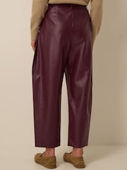 Monsoon Tara Faux Leather Barrel Trousers - Imaginea 2 din 4