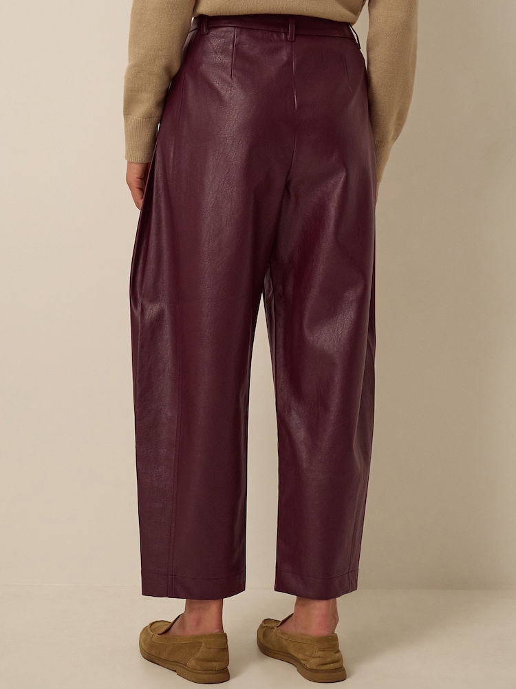 Monsoon Tara Faux Leather Barrel Trousers - Imaginea 2 din 4