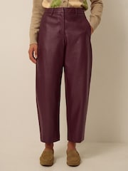 Monsoon Tara Faux Leather Barrel Trousers - Imaginea 3 din 4