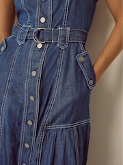 Monsoon Blue Chiara Belted Denim Midi Dress - Image 2 of 6