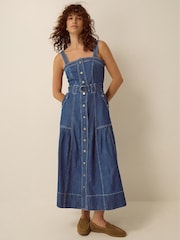 Monsoon Blue Chiara Belted Denim Midi Dress - Image 4 of 6