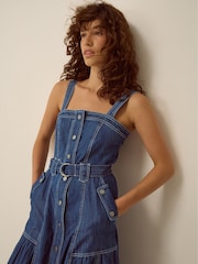 Monsoon Blue Chiara Belted Denim Midi Dress - Image 5 of 6