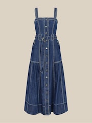 Monsoon Blue Chiara Belted Denim Midi Dress - Image 6 of 6