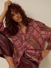 Monsoon Pink Melinda Ruffle Check Shirt - Image 1 of 5