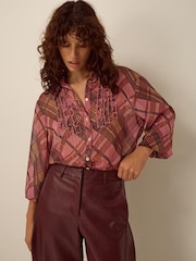 Monsoon Pink Melinda Ruffle Check Shirt - Image 5 of 5