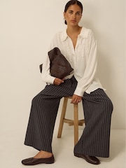 Monsoon Ambar Pinstripe Wide Leg Trousers - 5суретінің 5 суреті