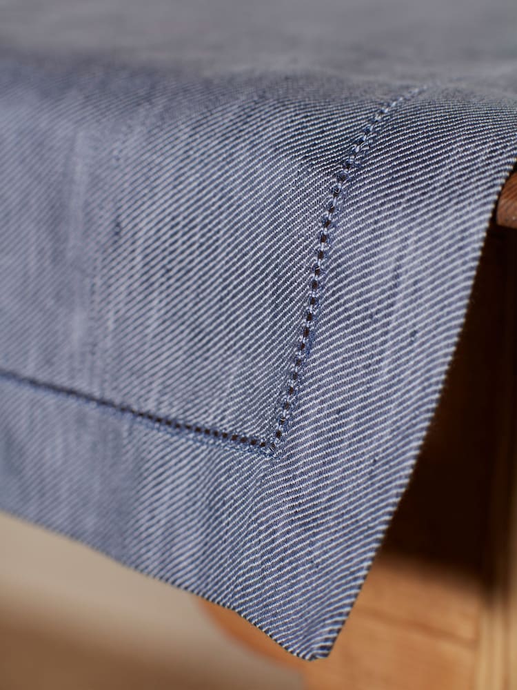 Secret Linen Store French Blue Twill Cotton Linen Table Runner - Image 2 of 3