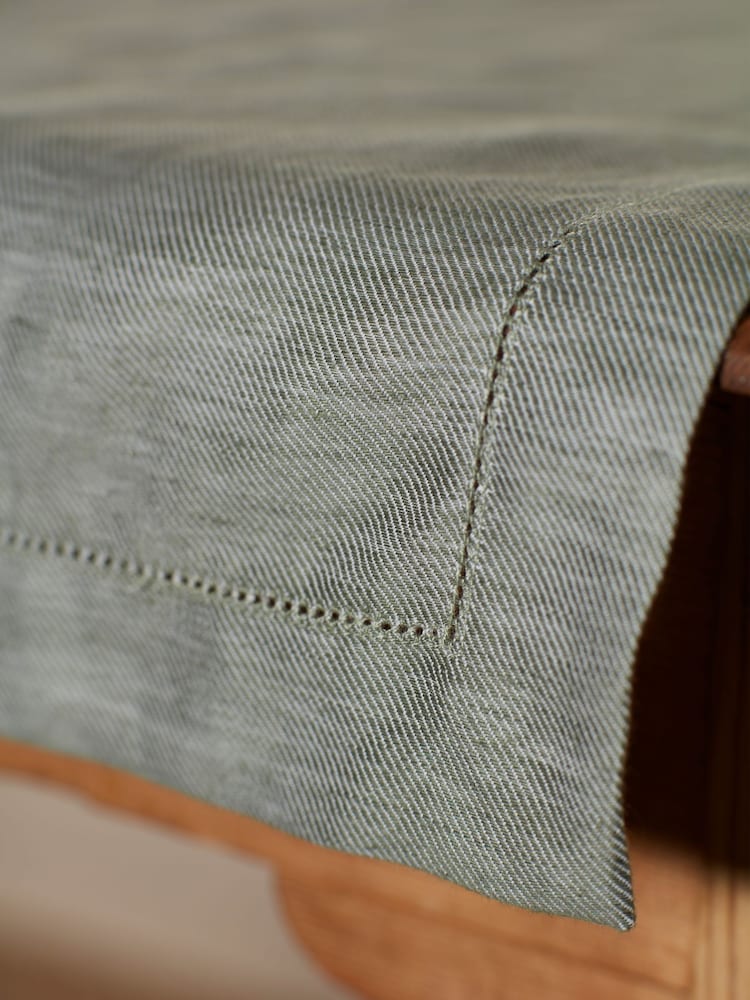 Secret Linen Store Olive Green Twill Cotton Linen Table Runner - Image 2 of 3 Secret Linen Store Olive Green Twill Cotton Linen Table Runner - Image 2 of 3