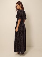 Monsoon Brown Adeline Devoré Polka Dot Maxi Dress - Image 3 of 3