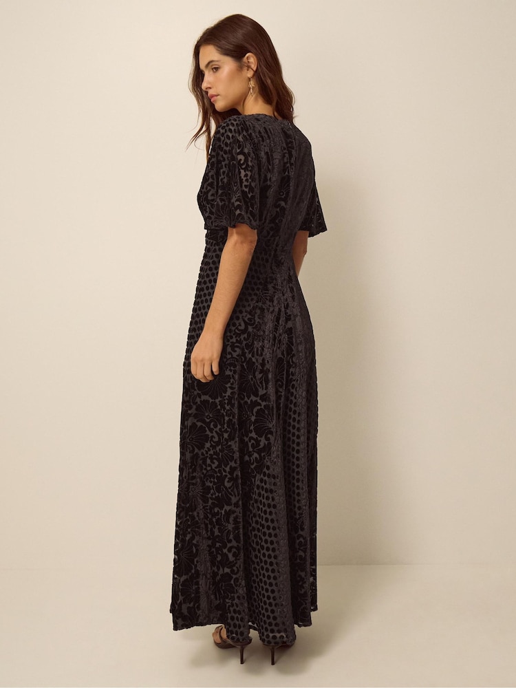 Monsoon Brown Adeline Devoré Polka Dot Maxi Dress - Image 3 of 3