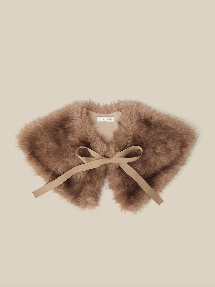 Monsoon Brown Rhi Faux Fur Collar Scarves - Image 1 of 3 Monsoon Brown Rhi Faux Fur Collar Scarves - Image 1 of 3