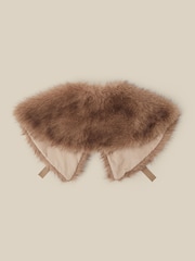 Monsoon Brown Rhi Faux Fur Collar Scarves - Image 2 of 3