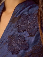 Monsoon Blue Glen Floral Jacquard Midi Dress - Image 5 of 5