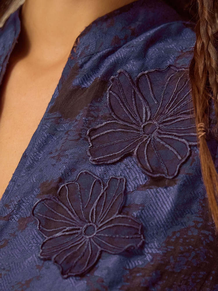 Monsoon Blue Glen Floral Jacquard Midi Dress - Image 5 of 5 Monsoon Blue Glen Floral Jacquard Midi Dress - Image 5 of 5