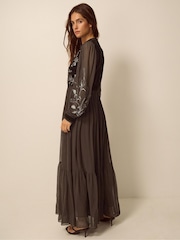 Monsoon Brown Josephine Embellished Maxi Dress - Image 2 of 4