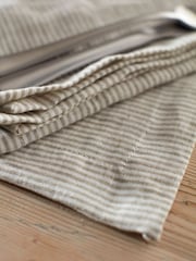 Secret Linen Store Natural Sid Stripe Linen Placemat - Image 2 of 3