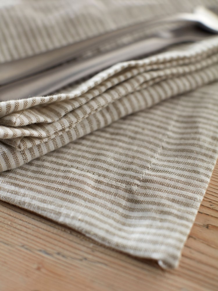 Secret Linen Store Natural Sid Stripe Linen Placemat - Image 2 of 3 Secret Linen Store Natural Sid Stripe Linen Placemat - Image 2 of 3