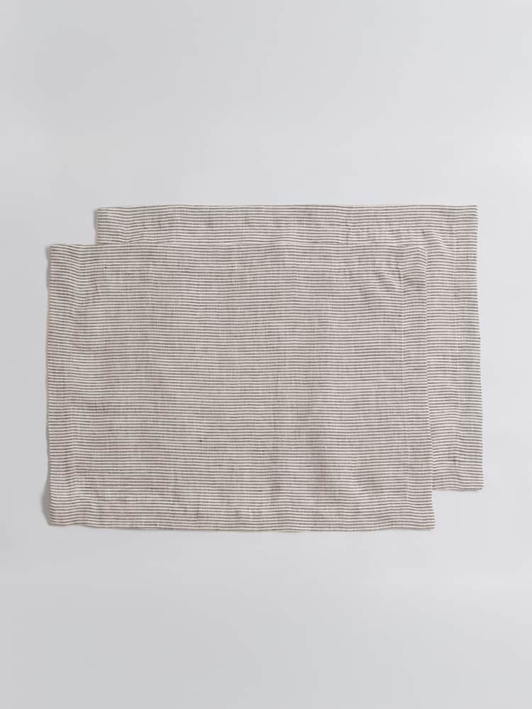 Secret Linen Store Natural Sid Stripe Linen Placemat - Image 3 of 3 Secret Linen Store Natural Sid Stripe Linen Placemat - Image 3 of 3