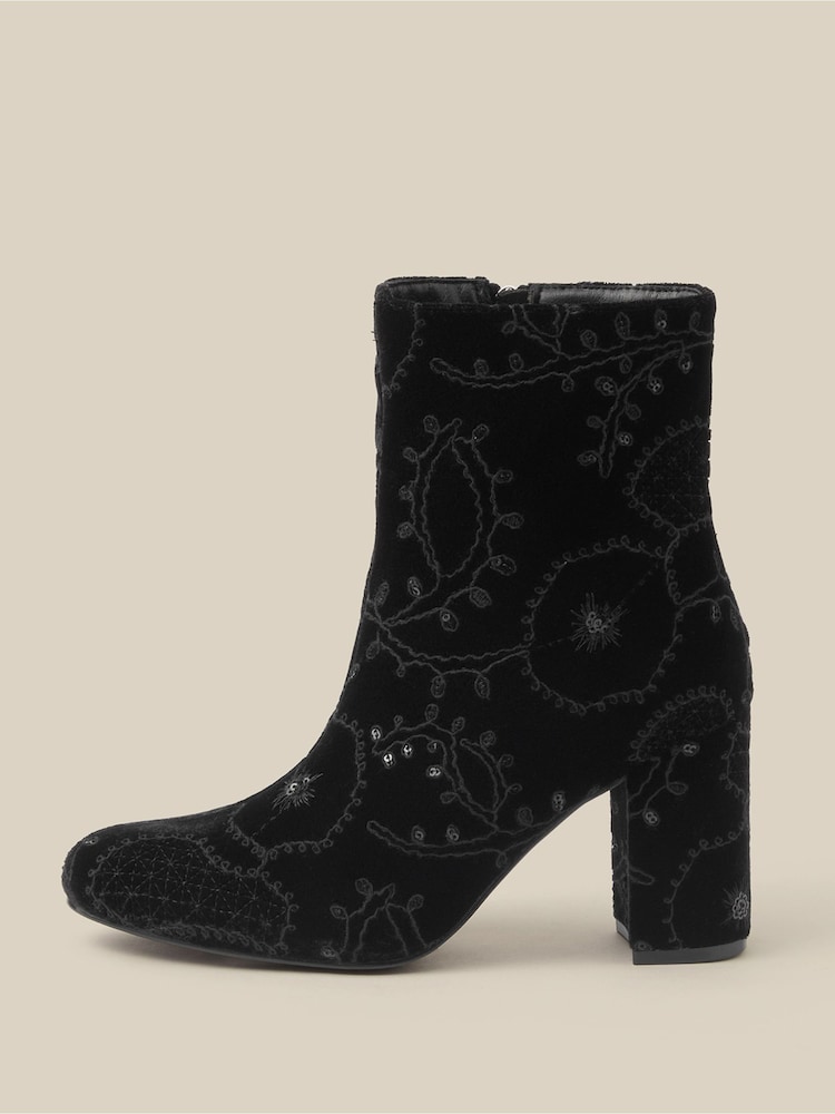 Monsoon Black Glory Embroidered Ankle Boots - Image 2 of 3 Monsoon Black Glory Embroidered Ankle Boots - Image 2 of 3